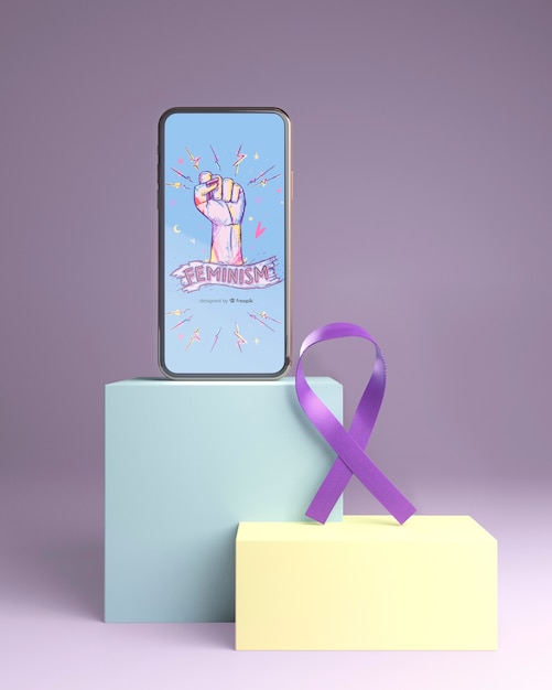 Girl power concept with phone mock-up
