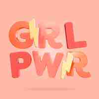 PSD girl power lettering in 3d