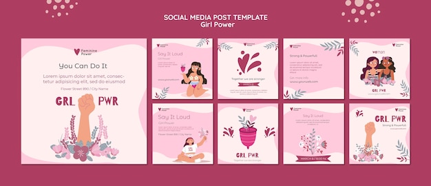 PSD post sui social media di girl power