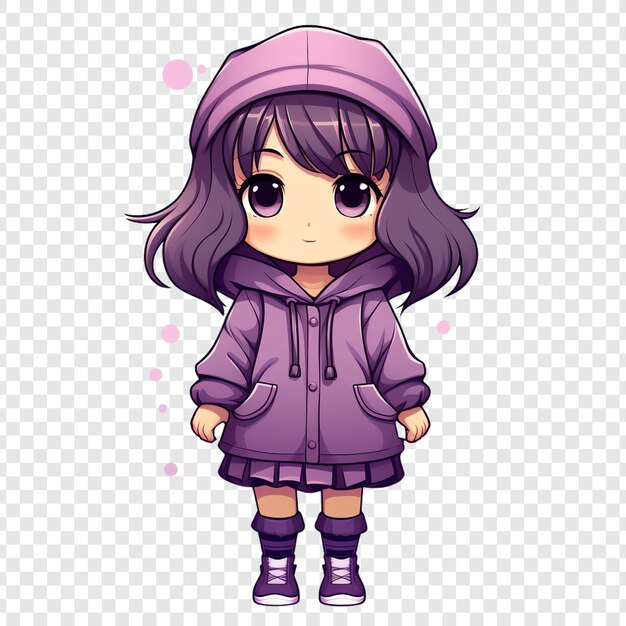 PSD a girl in a purple coat and hat