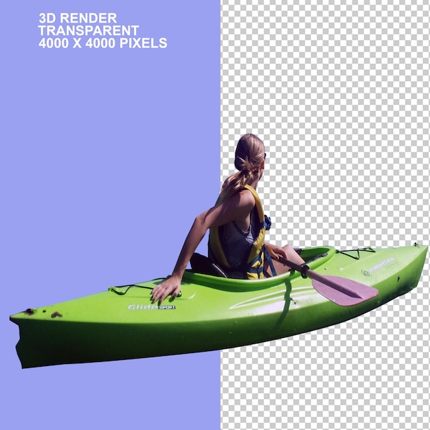 girl riding green kayak sea kayak boating watercraft boat sports equipment bow