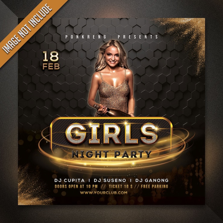 PSD girl's night party flyer template