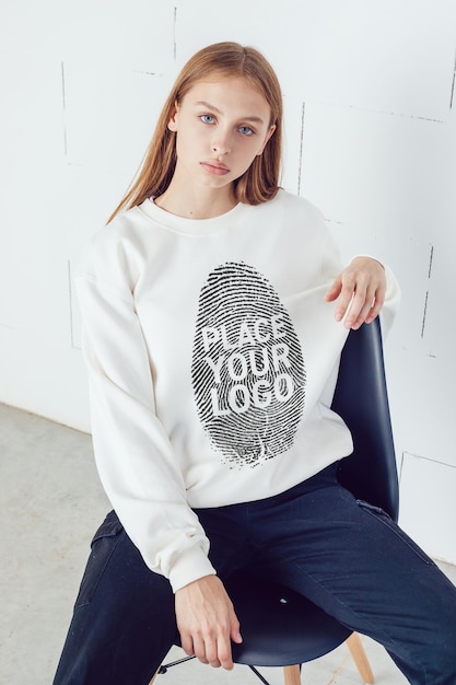 PSD girl's sweatshirt mockup