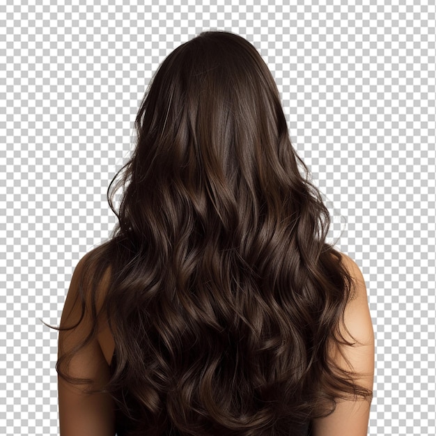 Girl silky dark brown wavy hairs png