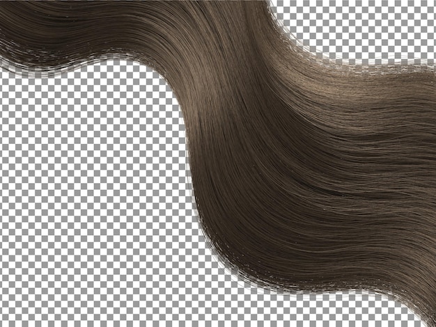 Girl silky dark brown wavy hairs on transparent background