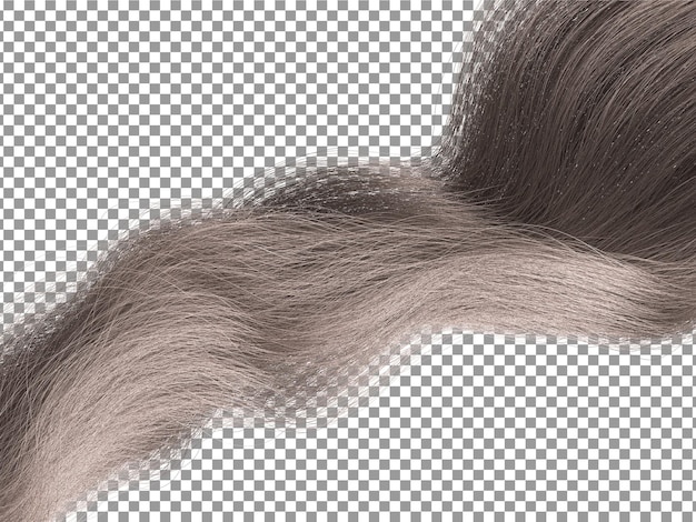 PSD girl silky grey wavy hairs with transparent background