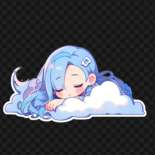 PSD a girl sleeping on clouds with the words  shes sleeping  on the cloud