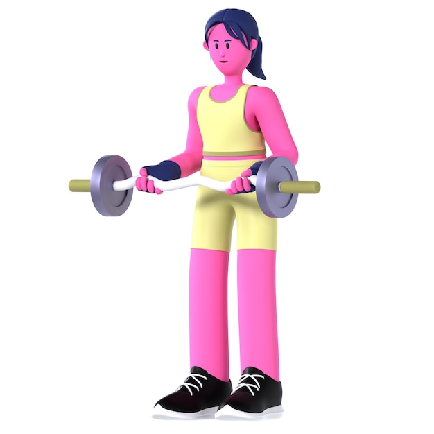 PSD girl sport ez curl bar workout fitness