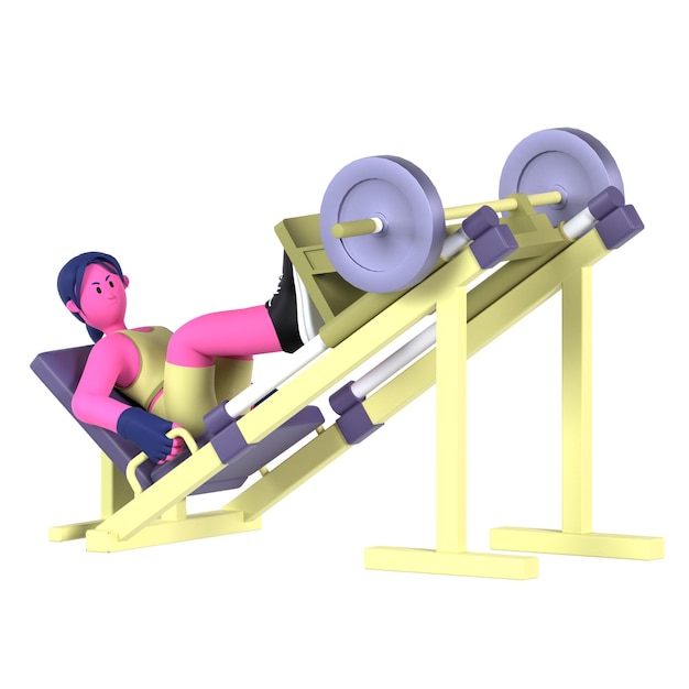 PSD girl sport leg press workout fitness