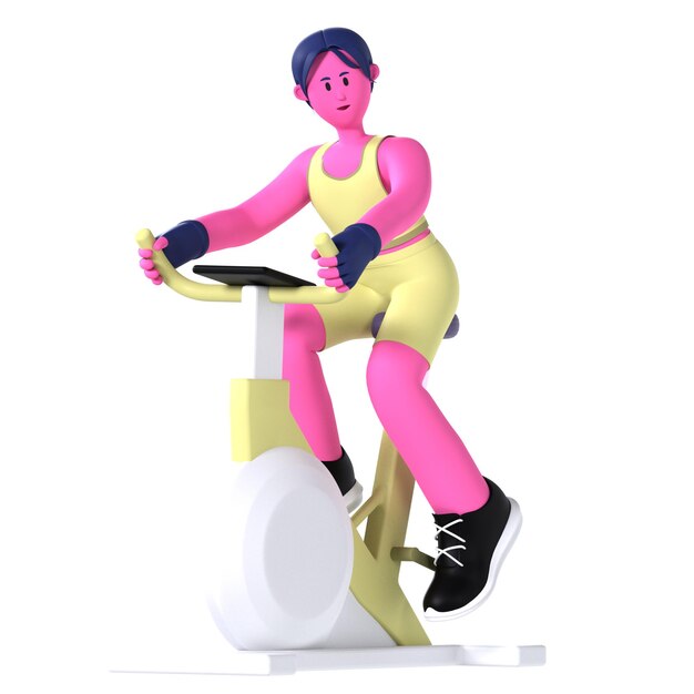 PSD girl sport static bike workout fitness