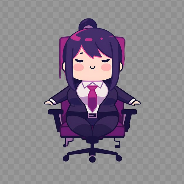 PSD a girl in a suit sits in an office chair