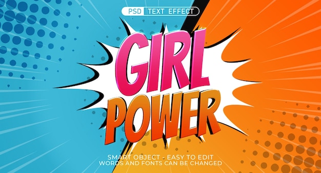 PSD girl super editable text comic style effect