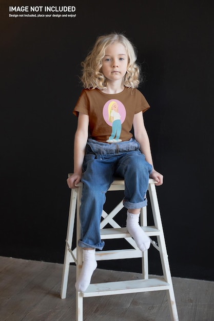 PSD 女の子のtシャツのモックアップ