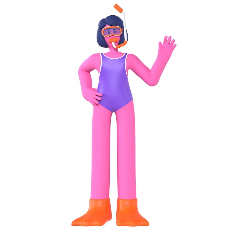 PSD girl travel snorkeling holiday vacation