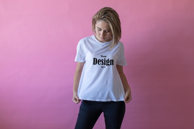 PSD girl tshirt mockup