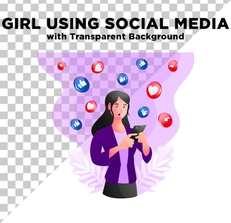 PSD 소셜 미디어 3d 디자인을 사용하는 소녀
