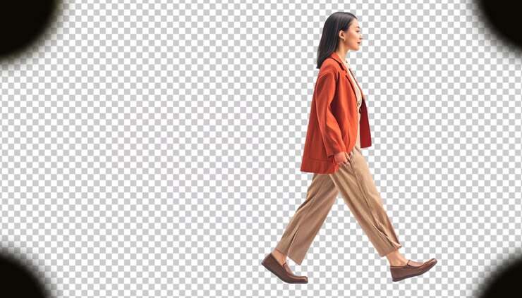 PSD 透明な背景で歩いている女の子