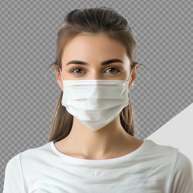 Girl wear face mask png isolated on transparent background