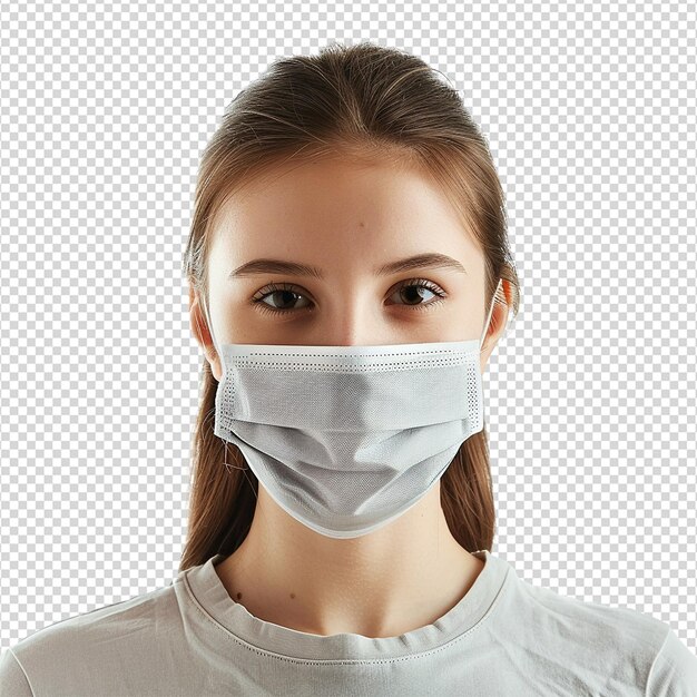 PSD ragazza che indossa una maschera su uno sfondo trasparente png