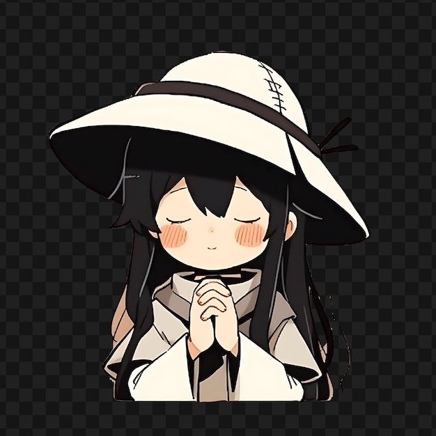 PSD a girl in a white hat with a black and white hat