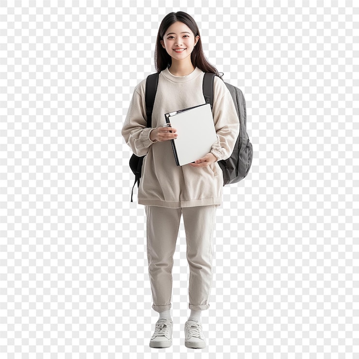 PSD 배 과 책 을 들고 있는 소녀