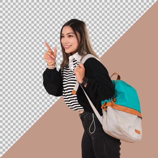 a girl with a backpack transparent png psd