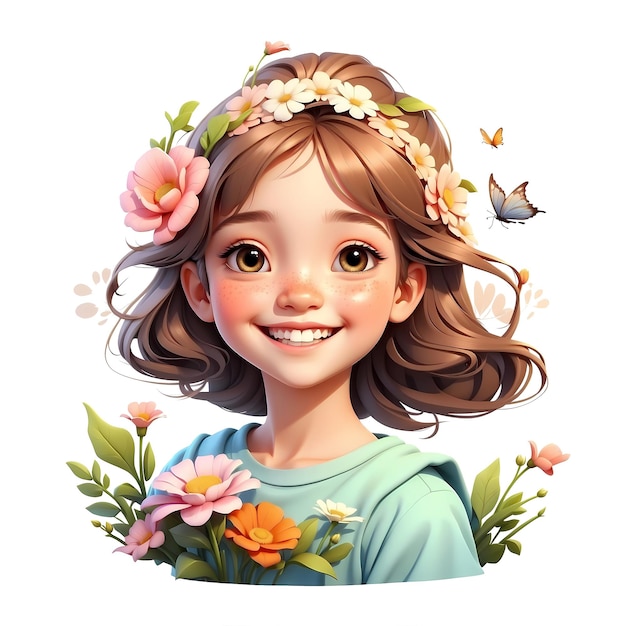 PSD girl with flowers