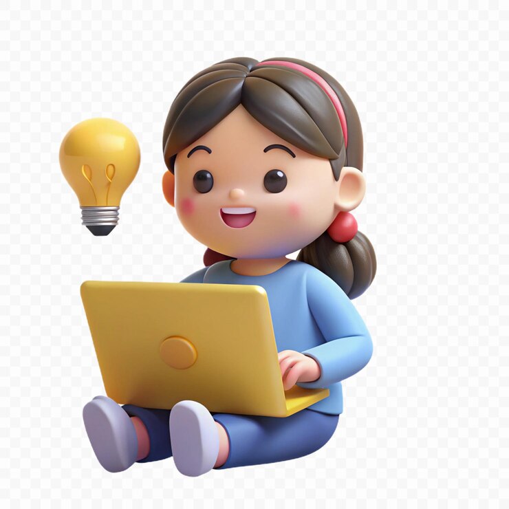 PSD a girl with a laptop on her lap is sitting on a floor