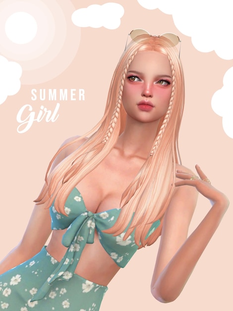 a girl with long blonde hair and a bow on her hair