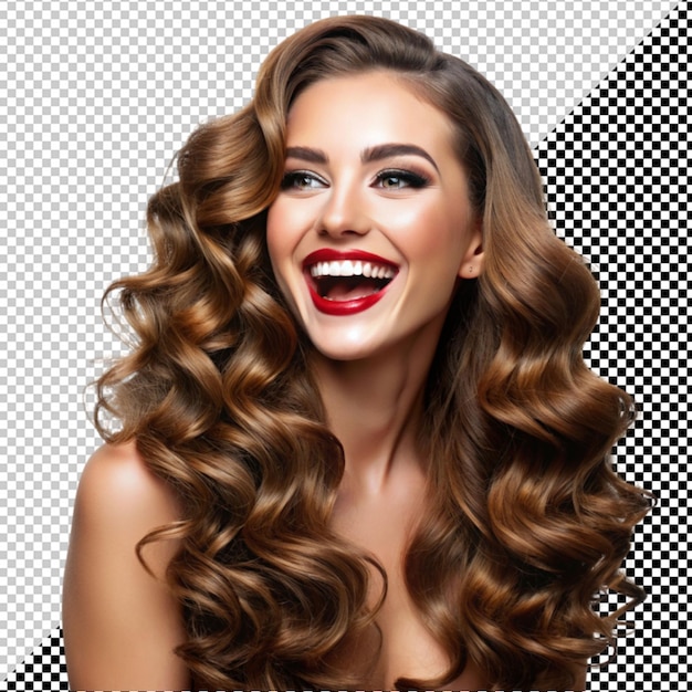 PSD girl with long wavy hair for a beauty ad