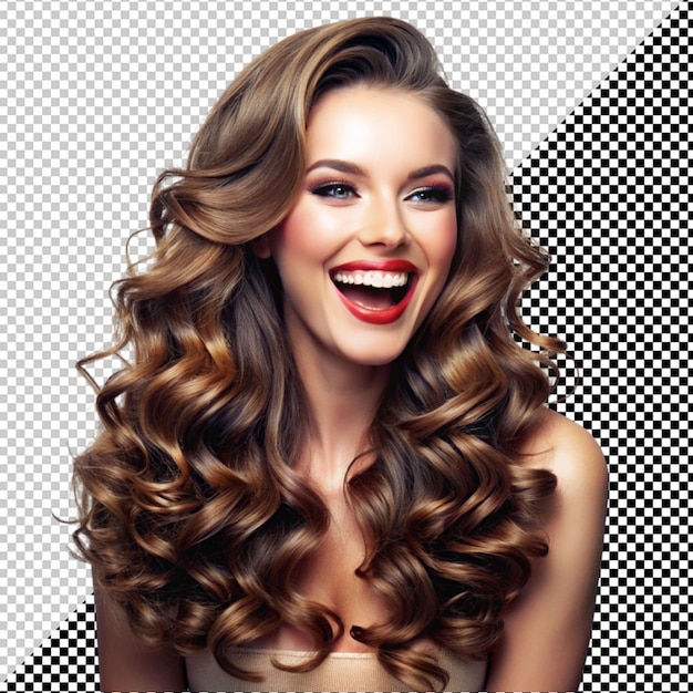 PSD girl with long wavy hair for a beauty ad