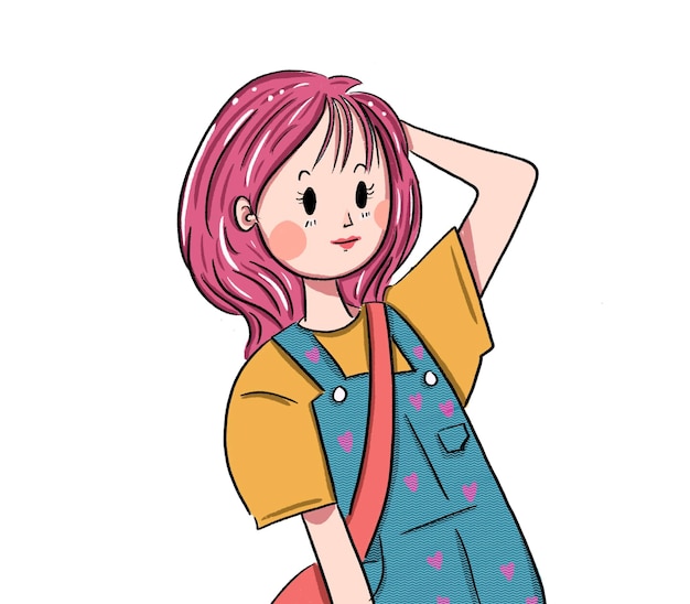 PSD girl with pink hair