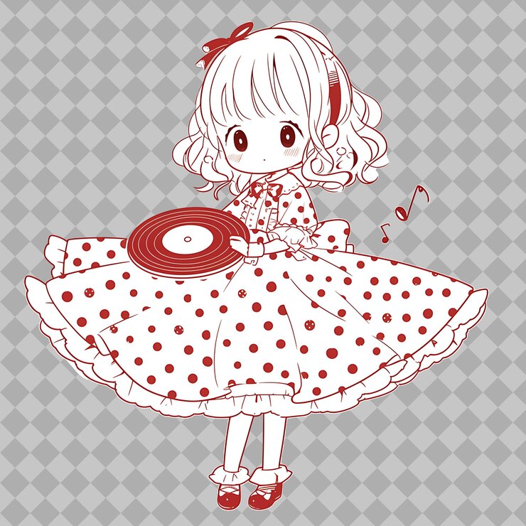 PSD 頭の上に食べ物の皿を持った女の子