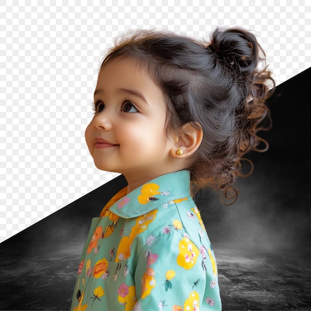女の子の写真と書かれたシャツを着た女の子