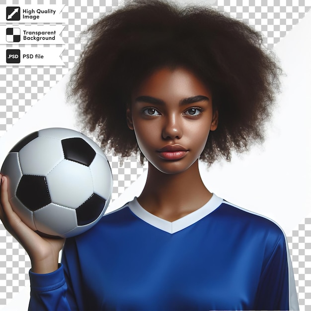 PSD a girl with a soccer ball in her hand