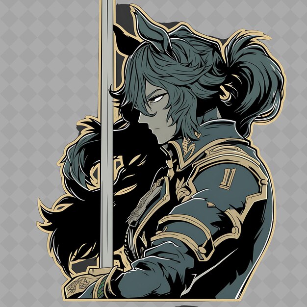 PSD a girl with a sword and a shield on it