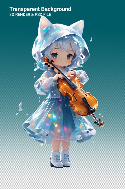 PSD a girl with a violin and a violin