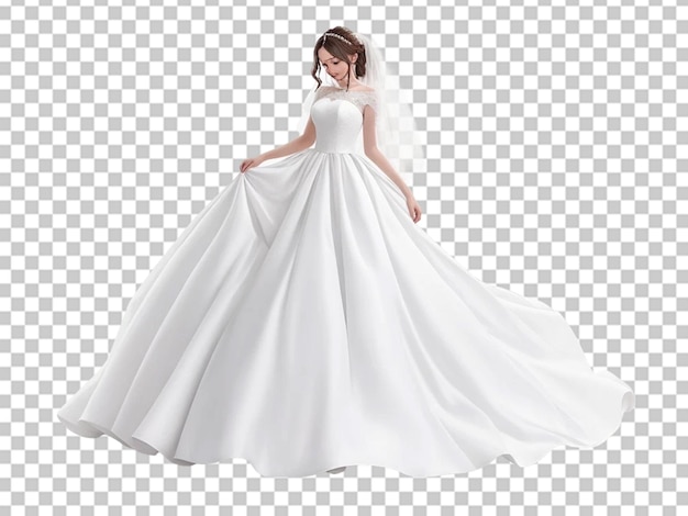 PSD ragazza con abito da sposa bianco e indossa trucco bellissimo abito bianco