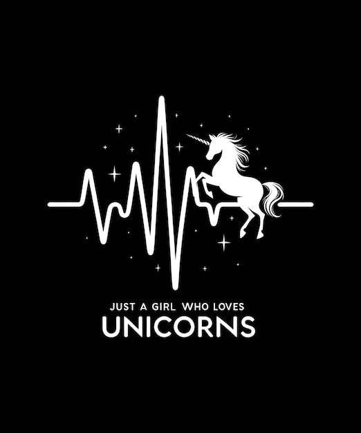 PSD girls love for unicorns heartbeat art just a girl who