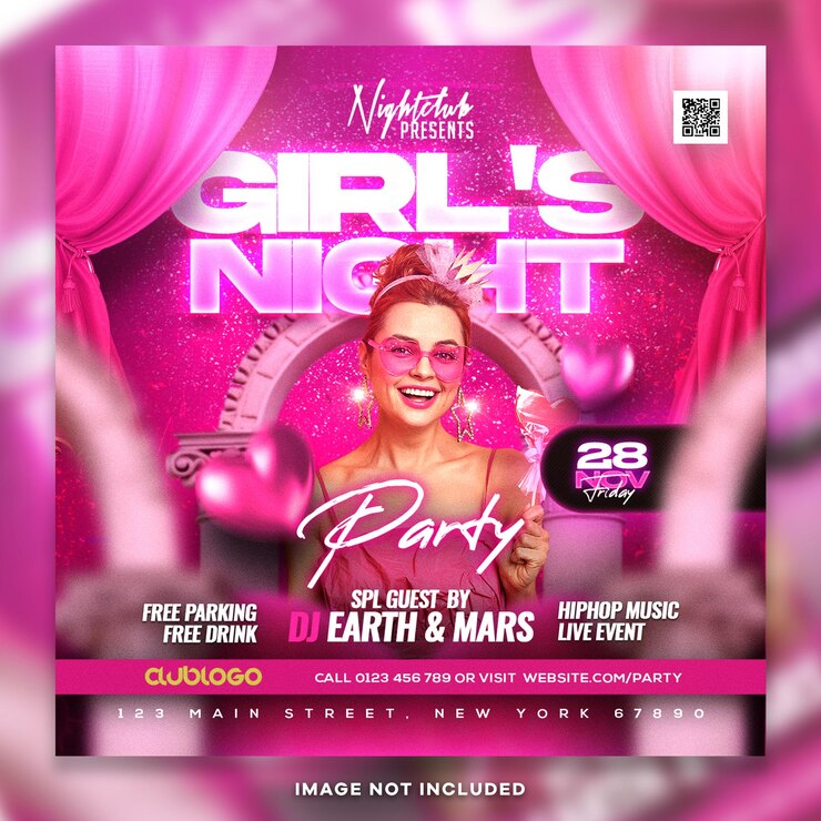 PSD girls night party instagram post i ulotka psd