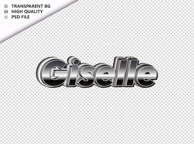 Giselle typografie tekst zilveren zwarte psd transparant