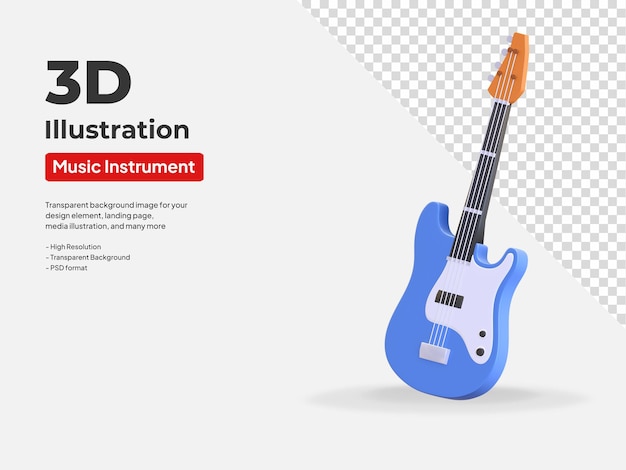 Gitara Elektryczna Ikona 3d Muzyka Instrument Ilustracja Render