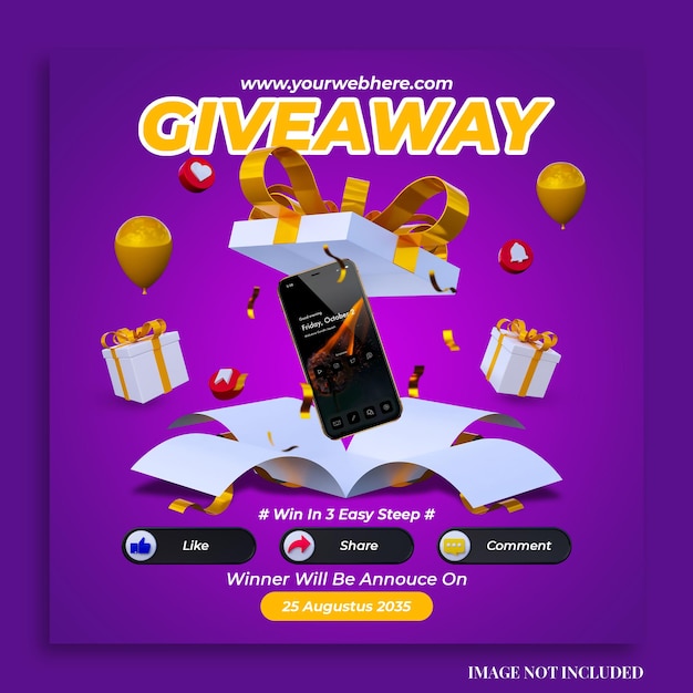 Give away contest banner social media post template