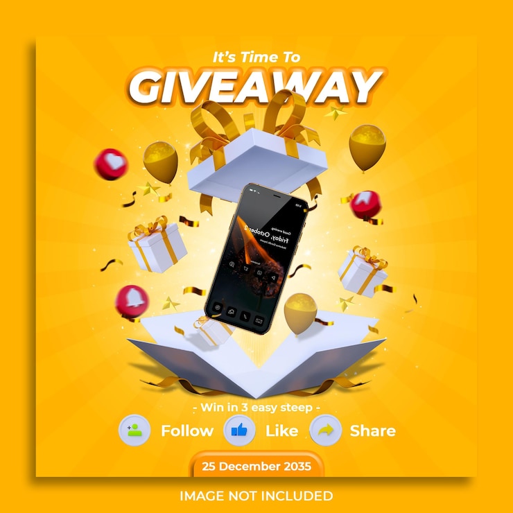 PSD give away contest banner social media post template