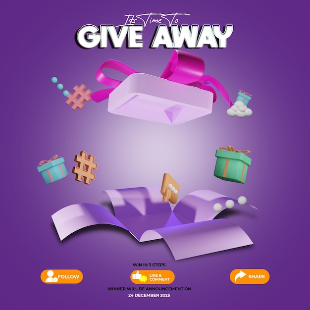 Give away contest banner social media post template