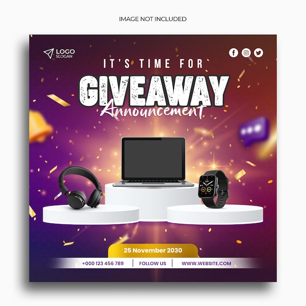 Give away contest social media post instagram post template