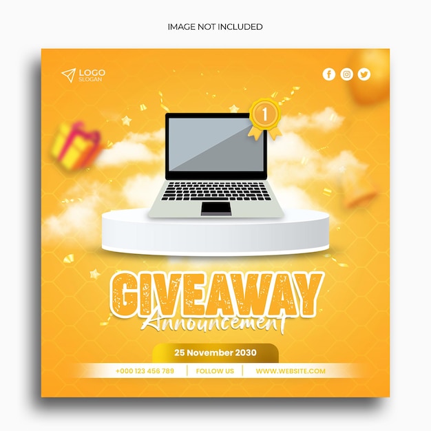 PSD give away contest social media post instagram post template