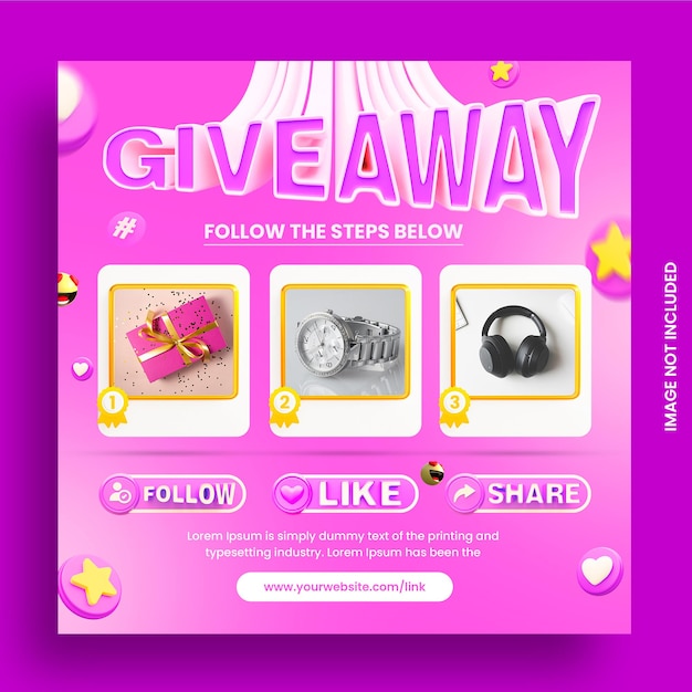 PSD give away contest social media post template