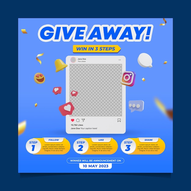 Give away contest social media post template