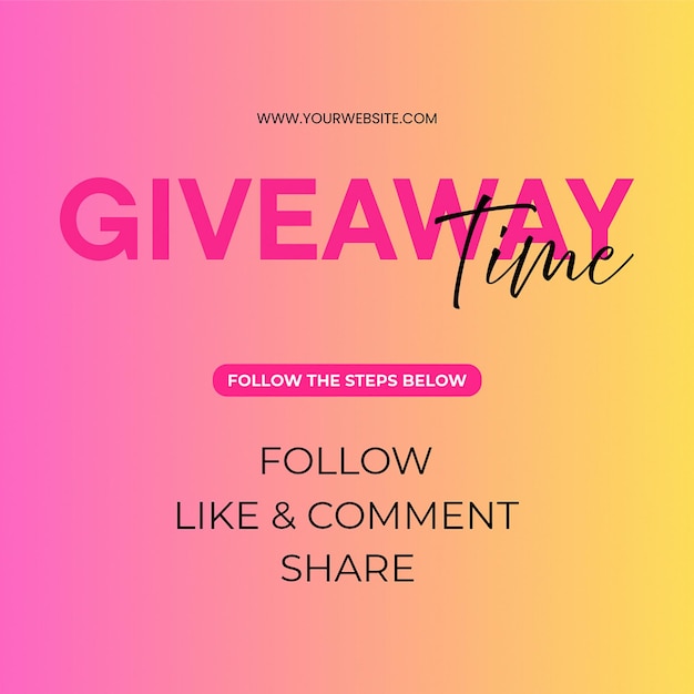 PSD give away design concept with gradient background for instagram post